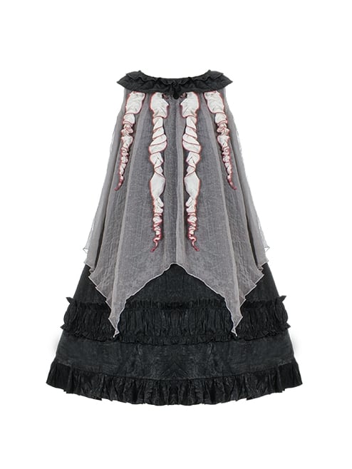 Black and Gray Gothic Dress Strappy Neckline Jumper Skirt