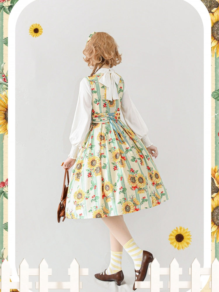 Sunflowers Print Classic and Elegant Jumper Skirt