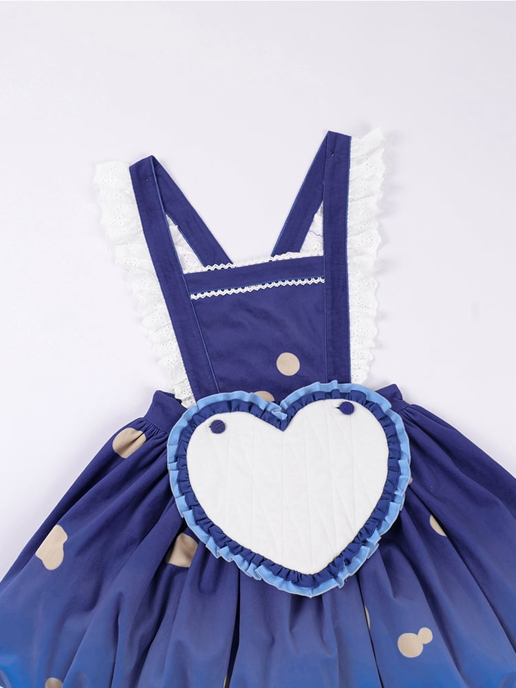 Blue Winter Mushroom Bubble Overall Skirt Detachable Bodice