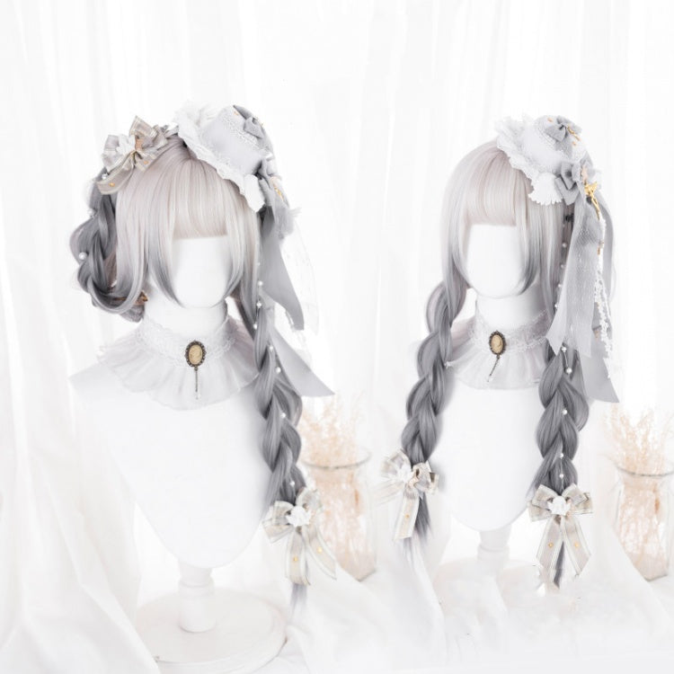 Musara Kanna Gray Gradient Long Straight Synthetic Wig with Bangs