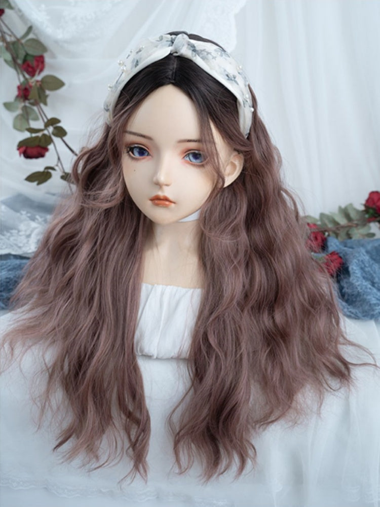 Curtain Bangs Curly Long Synthetic Wig