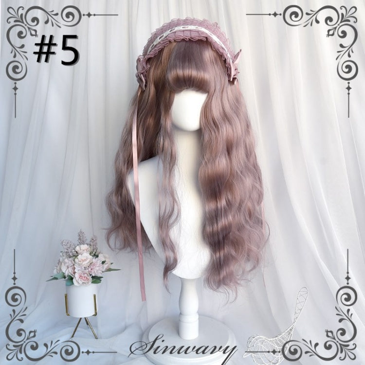 Shepherd Wool Roll Long Curly Synthetic Wig with Air Bangs