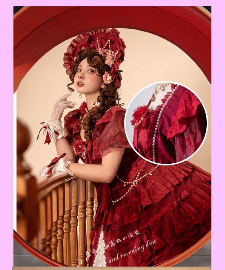In Stock Garden Dance Short Puff Sleeves Elegant One Piece