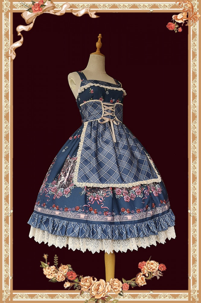 Side view of blue Little Red Riding Hood jumper skirt