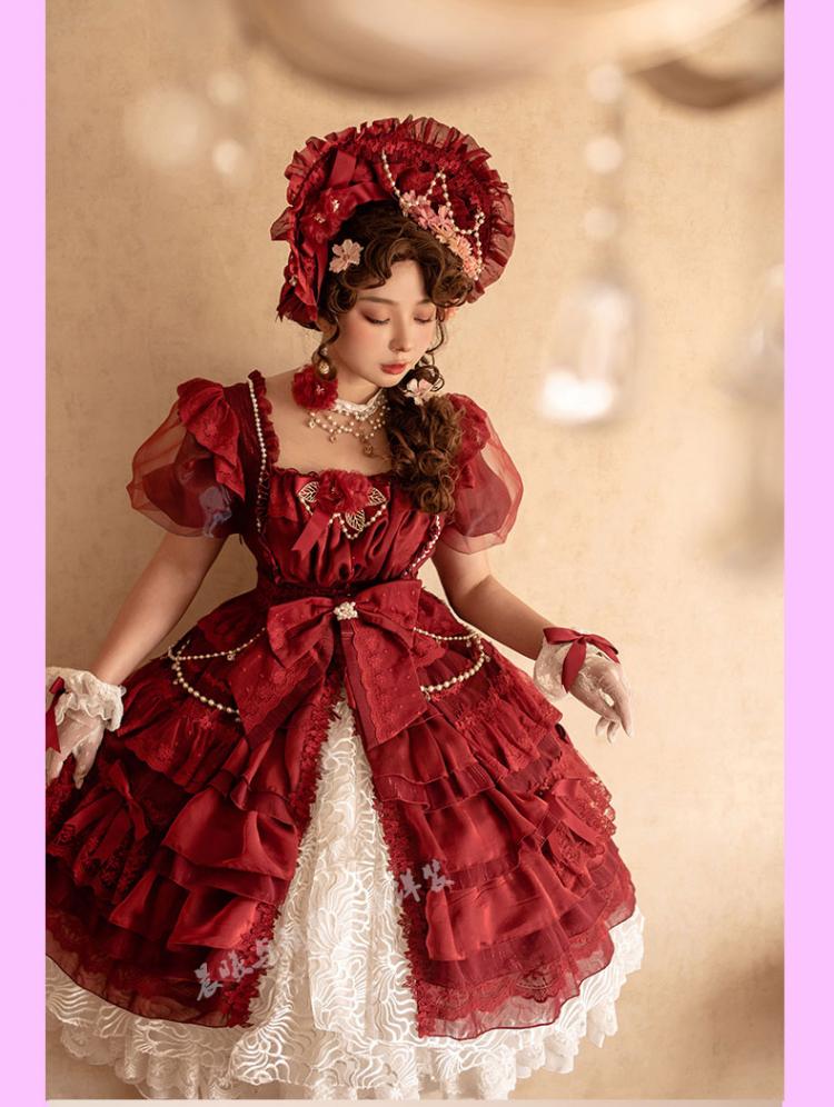In Stock Garden Dance Short Puff Sleeves Elegant One Piece