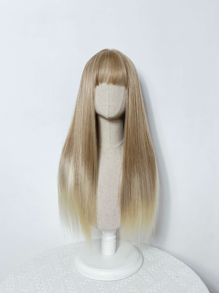 Long Straight Blonde Ombre Hair Wig