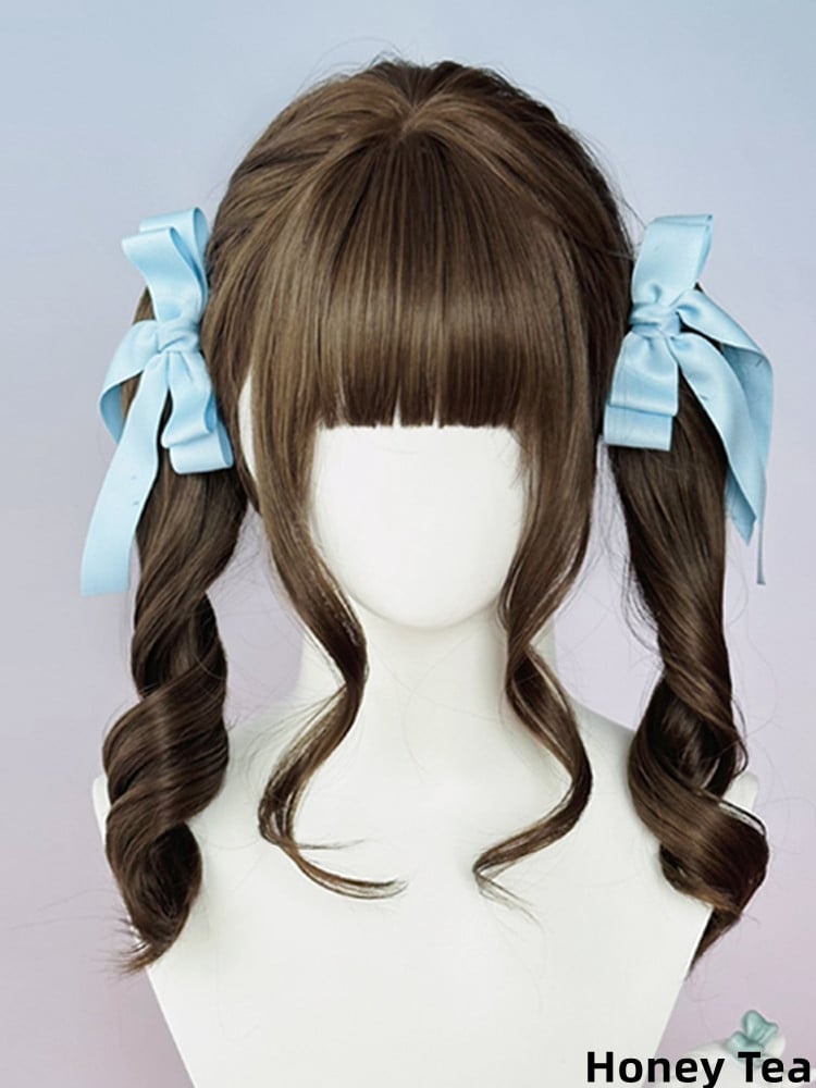 5 Colors Wavy Synthetic Wig with Bangs and Two Claw Clips