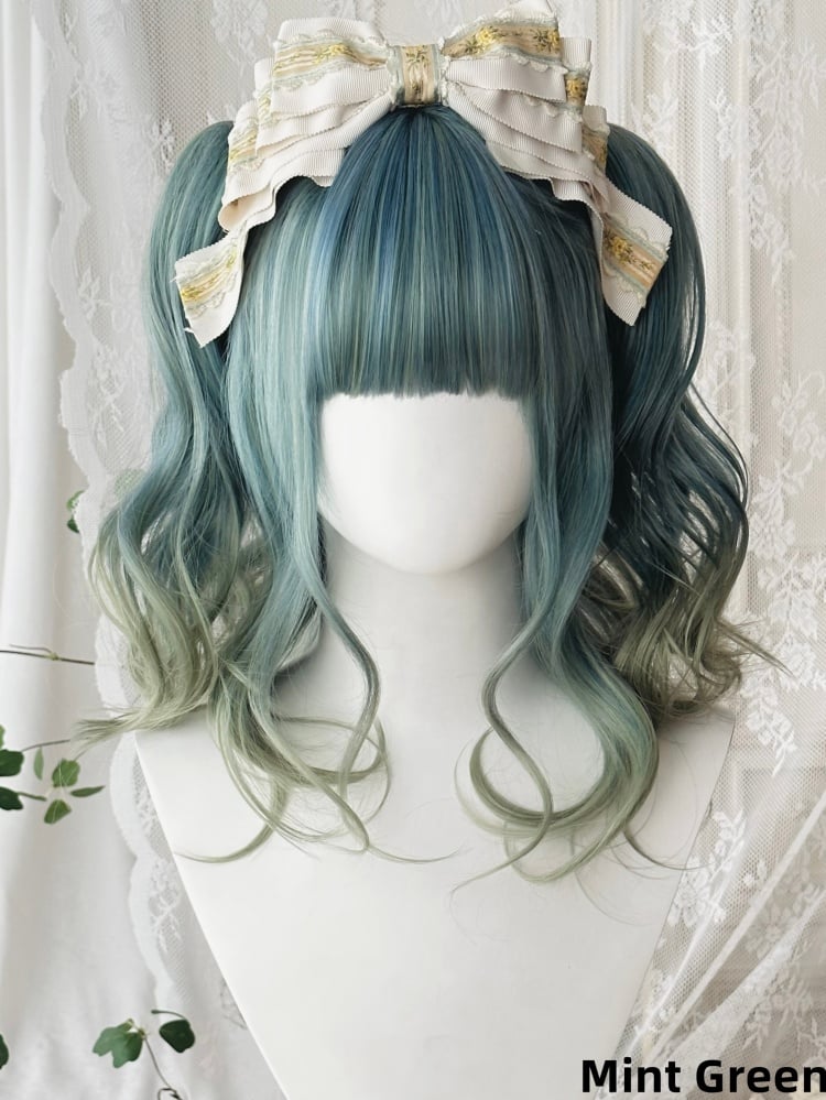 5 Colors Wavy Synthetic Wig with Bangs and Two Claw Clips