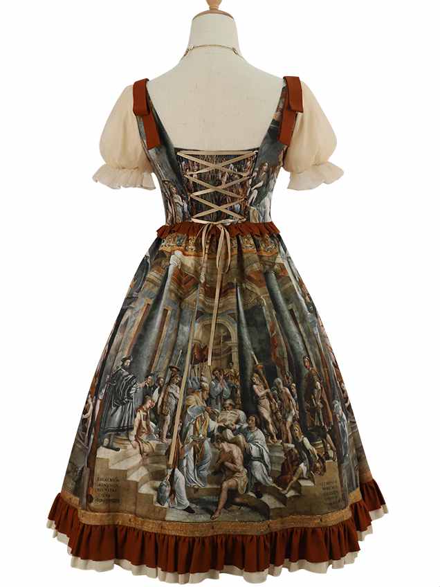 Constantine V-neck High Waist Tiered Skirt and Ruffle Trim Short Sleeves One Piece/Full Set