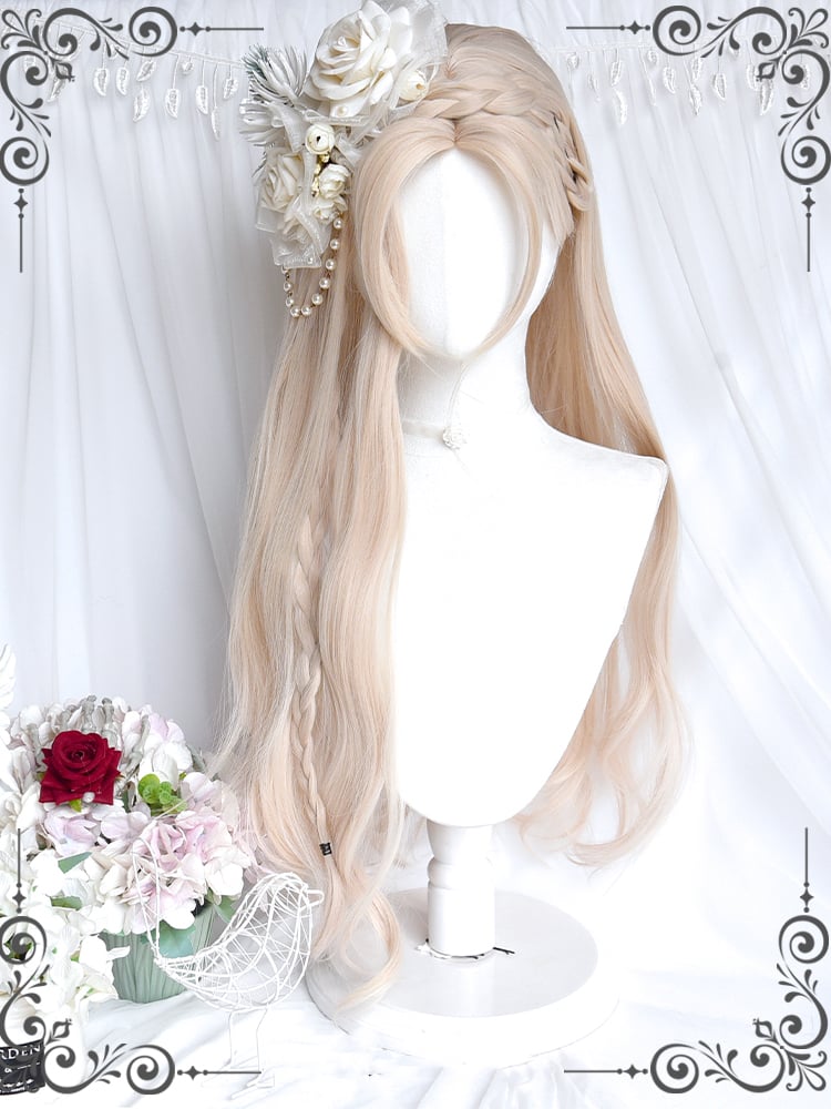 Natural Parting Milkshake White Long Wavy Synthetic Wig