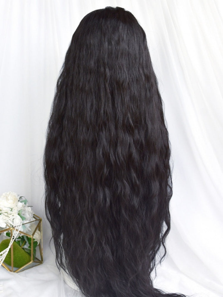 100CM Hip Length Black Curly Synthetic Wig