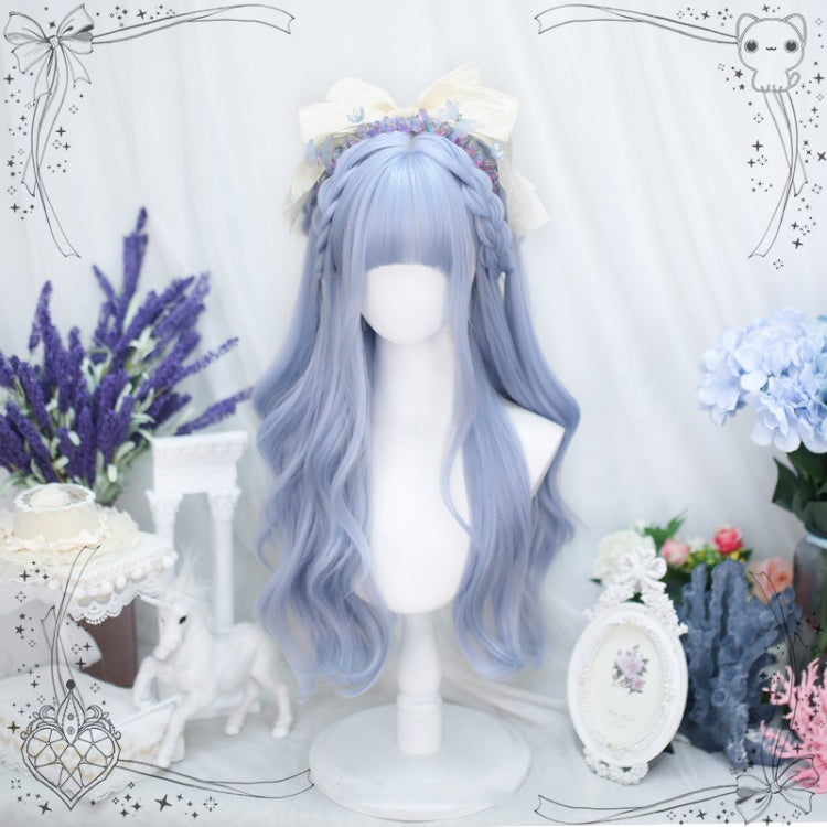 Air Bangs Blue Wavy Synthetic Wig