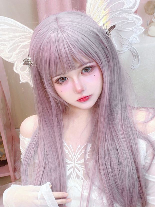 Dusty Purple Long Straight Synthetic Wig