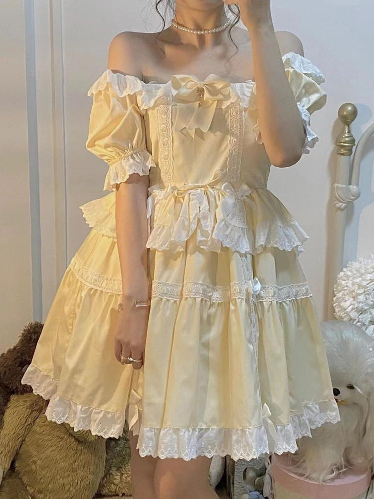 Dolls Frill Bowknot Details High Waist Short Sleeves One Piece