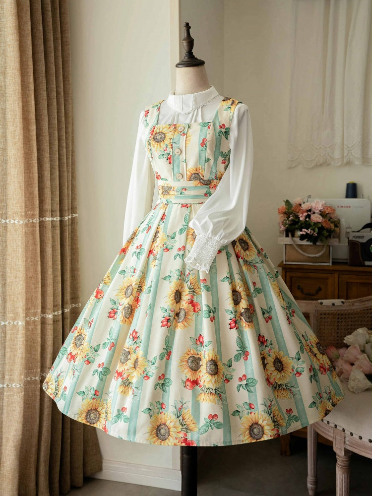 Sunflowers Print Classic and Elegant Jumper Skirt