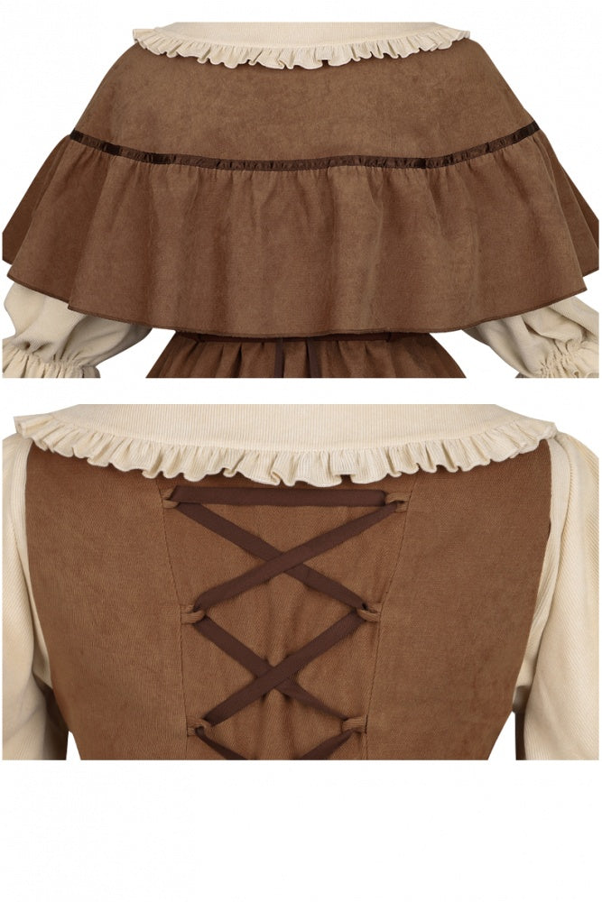 Detective Kitten V-neckline Jumper Skirt / Leg-of-mutton Sleeves Shirt / Cape Full Set