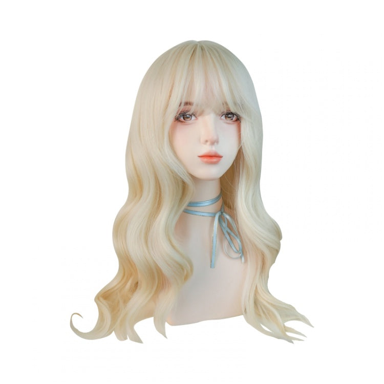 Waist Length Wavy Milk Yellow Synthetic Wig