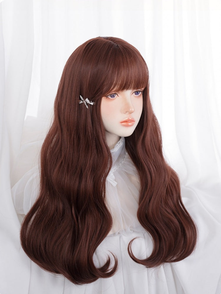 Orange-Brown Long Wavy Synthetic Wig