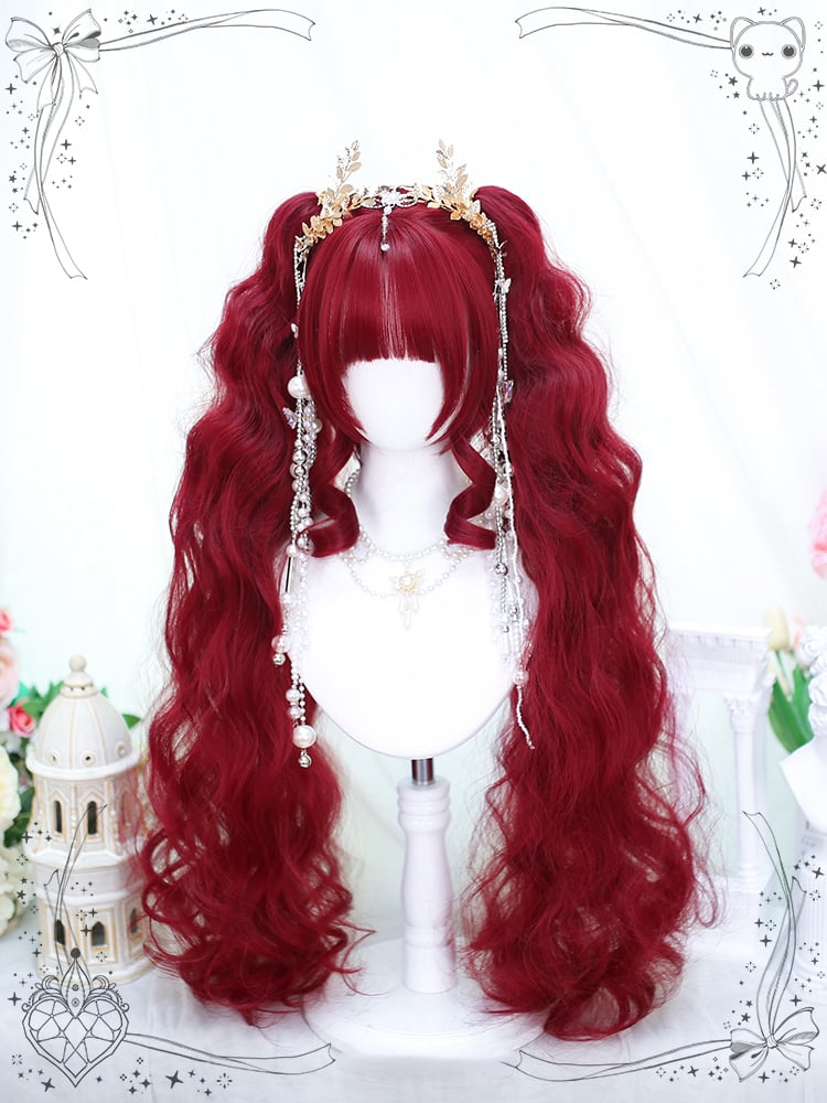 Carmine Short Straight Wig with Long Wavy Double Ponytails