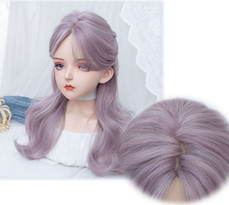 Curtain Bangs Dusty Purple Wavy Synthetic Wig