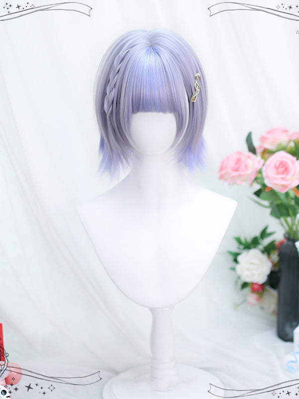 Sky Blue Ombre Short Natural Synthetic Wig