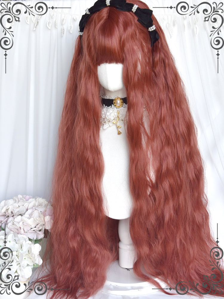 Orange Red Curly 100CM Hip Length Synthetic Wig