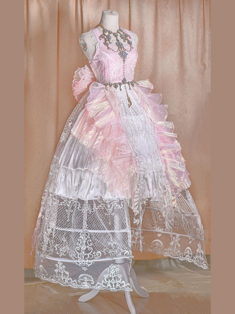 Pink Gorgeous Jumper Skirt Sweetheart Neckline Fairy Dress Full Set