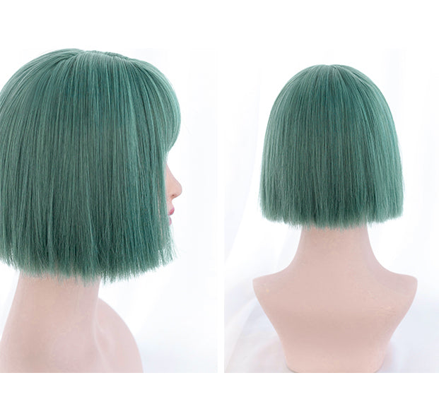 Dark Green Straight Short Synthetic Wig