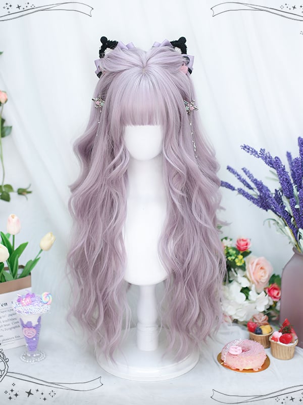 Air Bangs Taro Purple Long Wavy Synthetic Wig