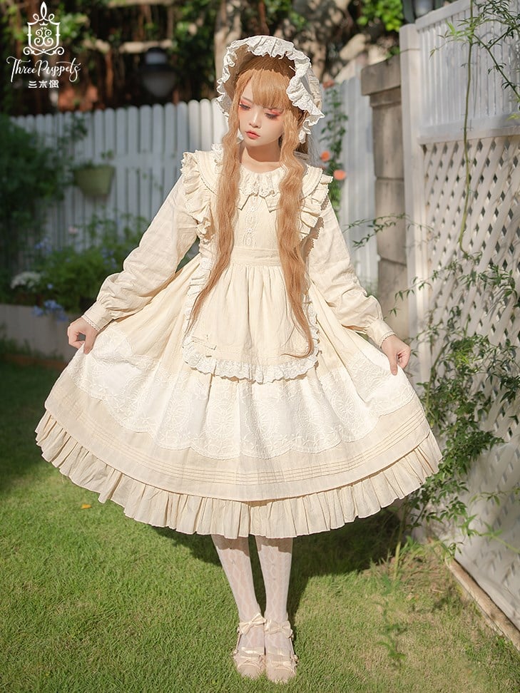 Camellia Peter Pan Collar Long Sleeves Sweet One Piece Full Set