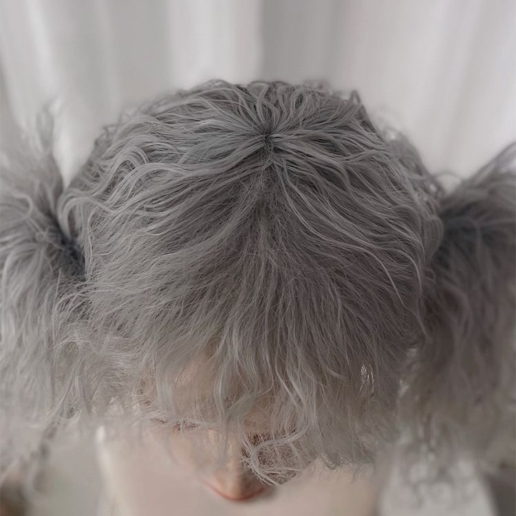 Light Gray Curly Medium Length Synthetic Wig