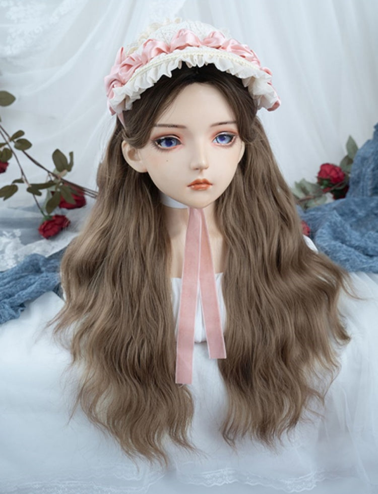 Curtain Bangs Curly Long Synthetic Wig