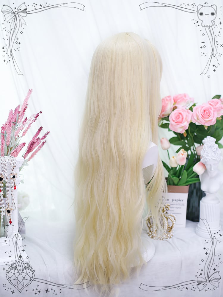 Platinum Natural Parting Wavy Bangs Long Synthetic Wig