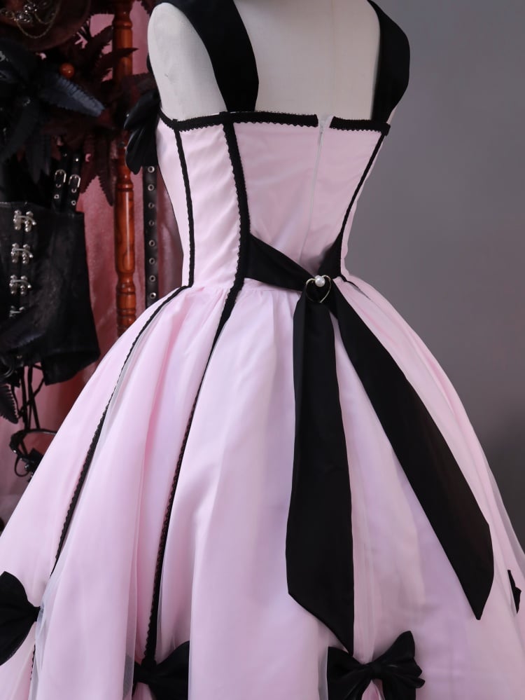 Elegant Black Bowknots Pink Corset Dress Tea Party Dress