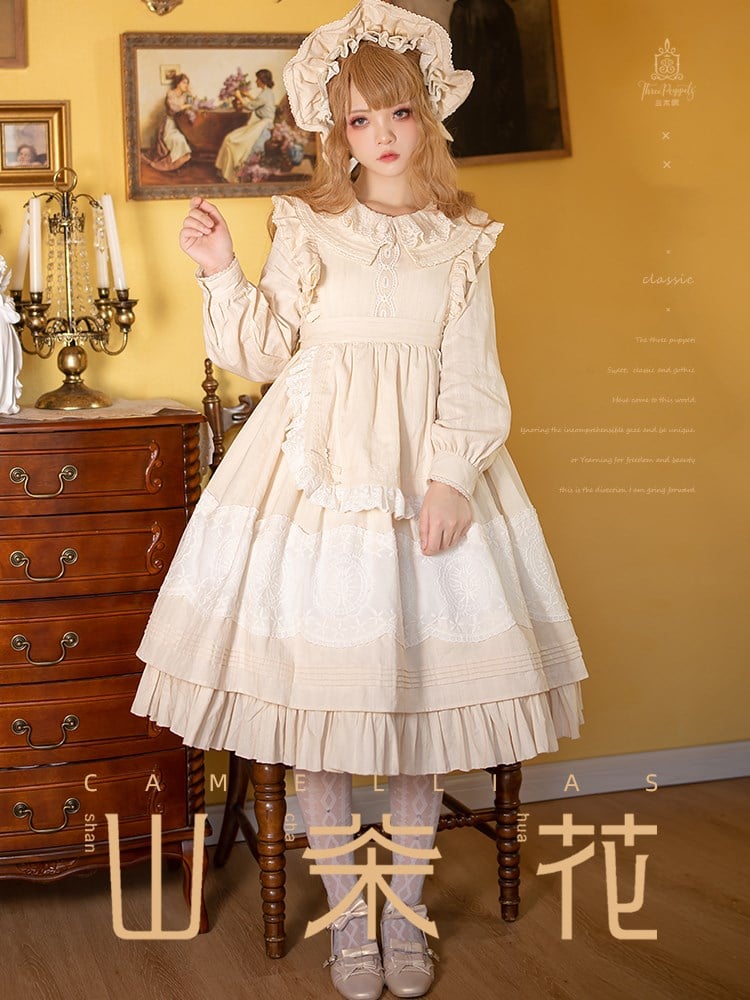 Camellia Peter Pan Collar Long Sleeves Sweet One Piece Full Set