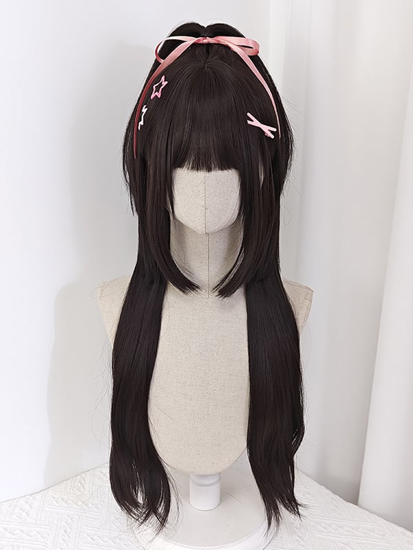 Dark Brown Long Straight Synthetic Wig