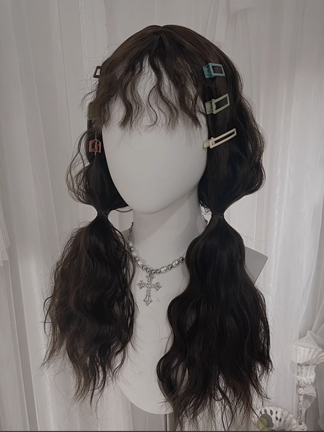 Brown Curly Medium Length Synthetic Wig