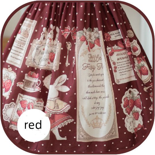 Red Bunny's Strawberry Invitation Detachable Bodice Lolita Polka-dot Pattern Overall Dress