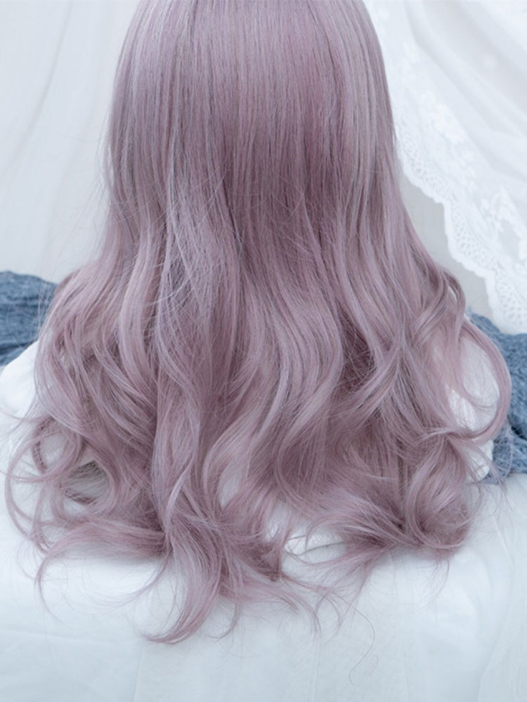 Curtain Bangs Dusty Purple Wavy Synthetic Wig