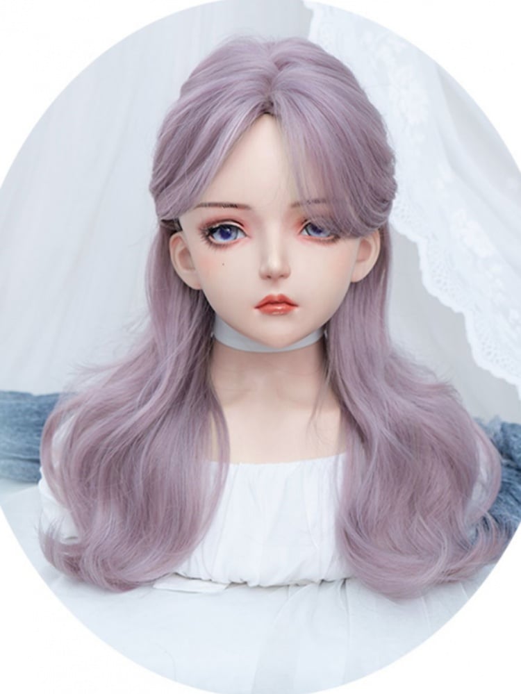 Curtain Bangs Dusty Purple Wavy Synthetic Wig