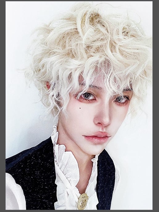 White Curly Ouji Short Wig