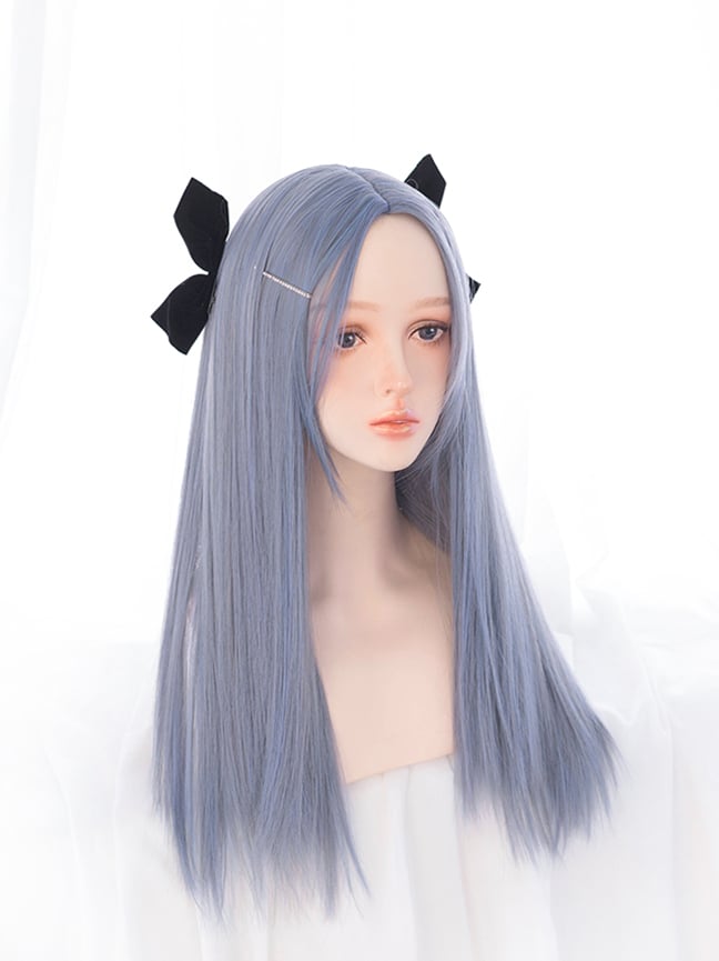 Blue Long Straight Synthetic Wig