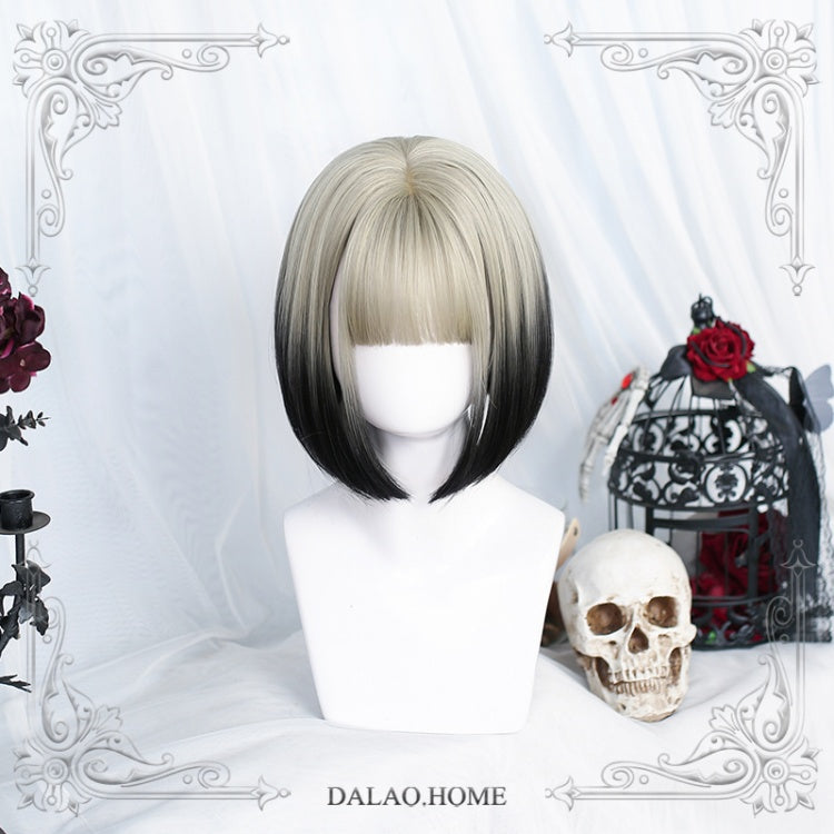 Prajna Inner Button Short Straight Synthetic Wig with Bangs