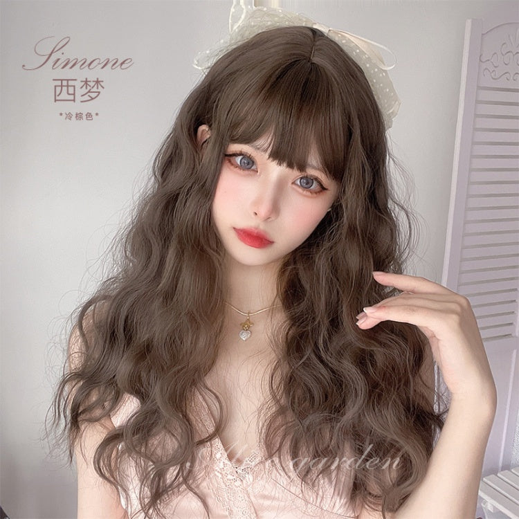 Simone Long Wool Curly Synthetic Wig with Bangs