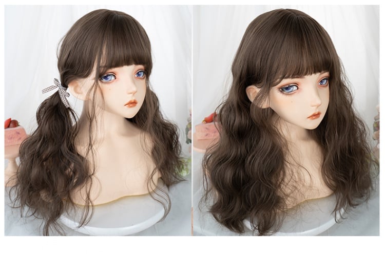 Simone Long Wool Curly Synthetic Wig with Bangs