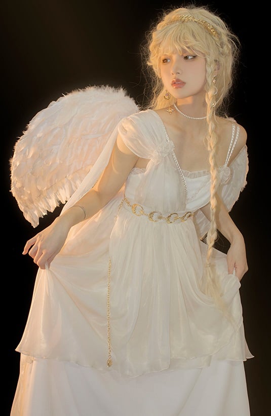 High Waist White Elegant Jumper Skirt