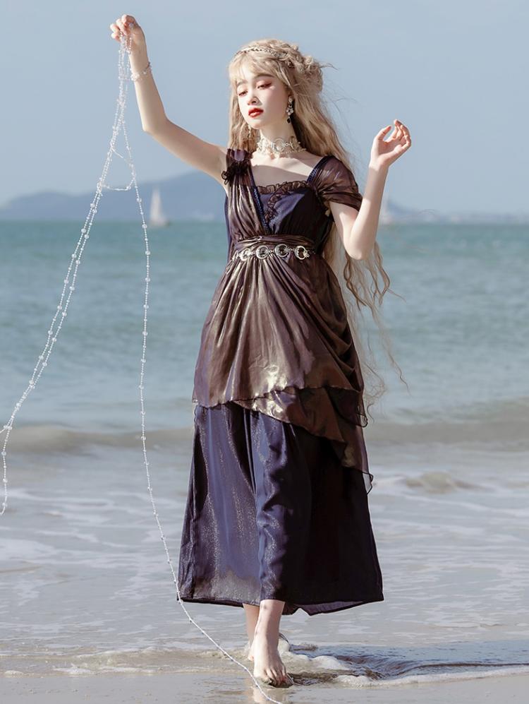 High Waist Dark Blue Elegant Jumper Skirt