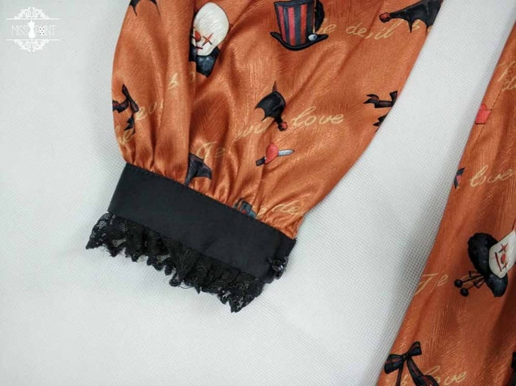 Clearance-Size 2XL for Bust 100CM Orange Halloween Clown Night Bat Wings-shaped Collar Gothic One Piece