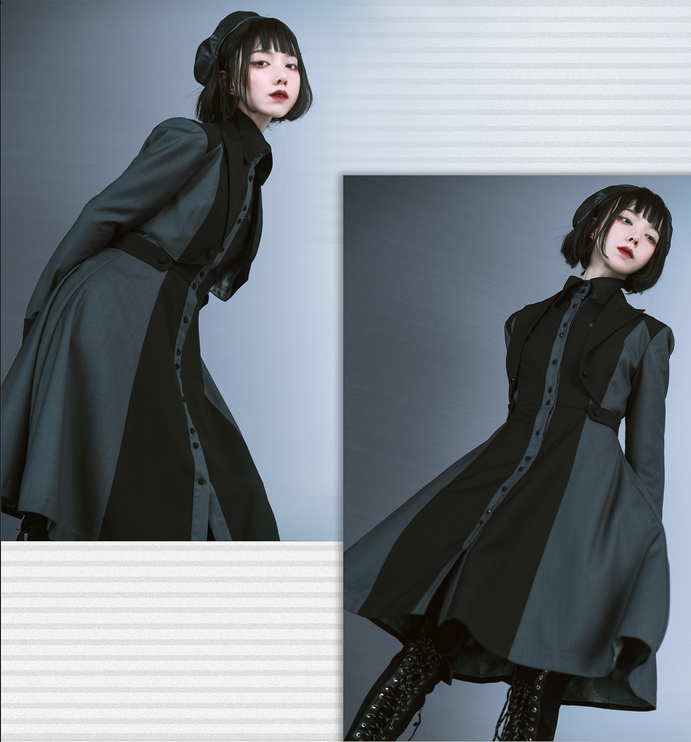 Night Work Investigation Turndown Collar Jumper Skirt