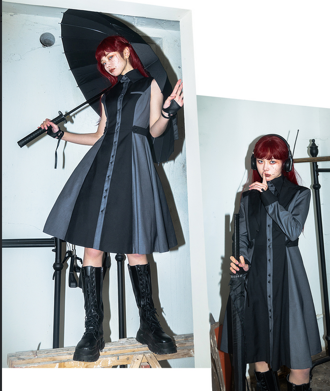 Night Work Investigation Turndown Collar Jumper Skirt